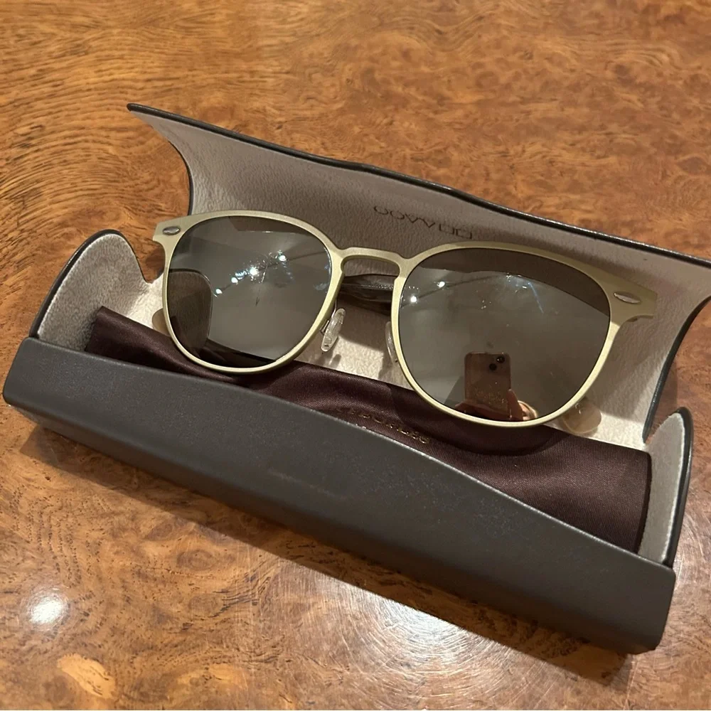 OLIVER PEOPLES Sheldrake Metal OV1179S Bone Pecan Taupe Mirrored Sunglasses 1179 - Picture 5 of 10